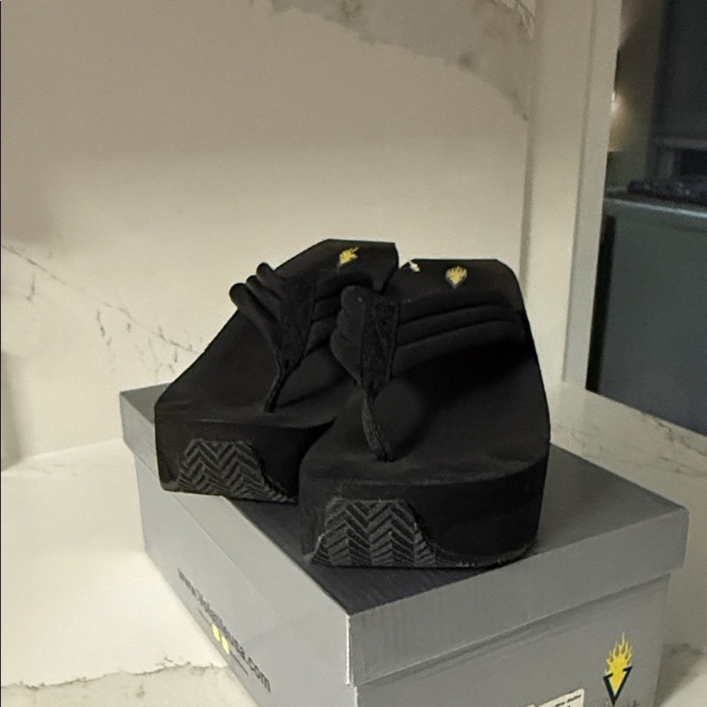Volatile Black Platform Sandals